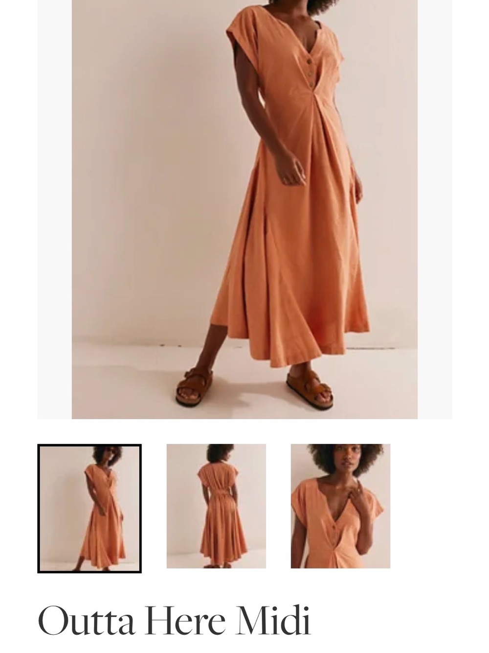Free People Outta Here Midi Dress - Rust